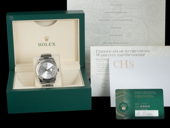 Ролекс (Rolex) Datejust 41 Argento Oyster Silver Lining - Rolex Guarantee 126334